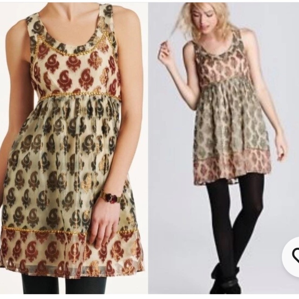 Free People Metallic Paisley Sleeveless Dress